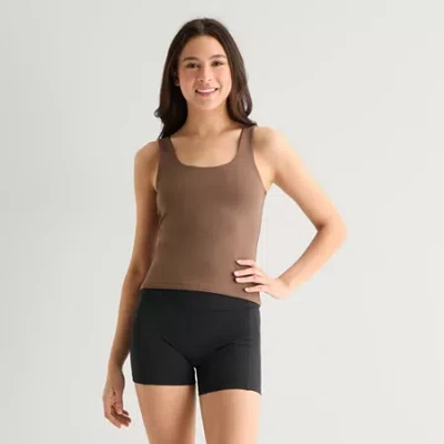 Arizona Womens Juniors Scoop Neck Sleeveless Tank Top In Brown
