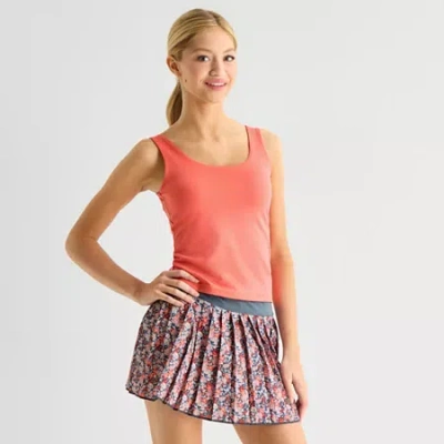 Arizona Womens Juniors Scoop Neck Sleeveless Tank Top In Orange