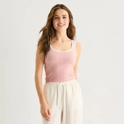 Arizona Womens Juniors Scoop Neck Sleeveless Tank Top In Pink