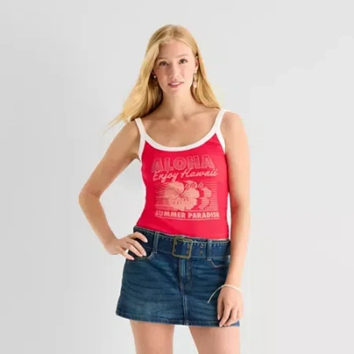Arizona Womens Juniors Scoop Neck Sleeveless Tank Top In Red