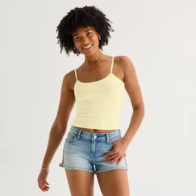 Arizona Womens Juniors Scoop Neck Sleeveless Tank Top In Yellow