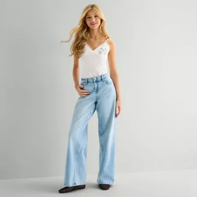 Arizona Womens Juniors Short Low Rise Baggy Fit Jean In Blue