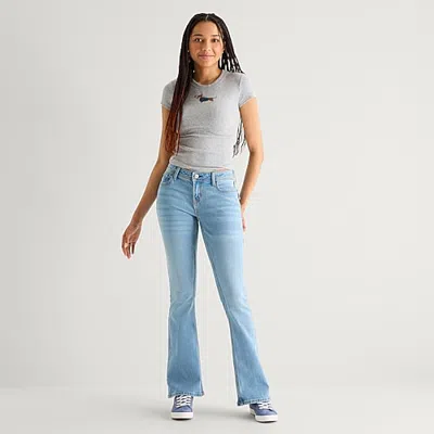 Arizona Womens Juniors Short Low Rise Bootcut Jean In Blue