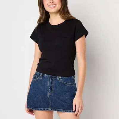 Arizona Womens Juniors Short Sleeve T-shirt In Black