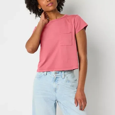 Arizona Womens Juniors Short Sleeve T-shirt In Pink