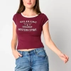 Arizona Womens Juniors Short Sleeve T-shirt In Burgundy