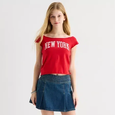 Arizona Womens Juniors Short Sleeve T-shirt In Red