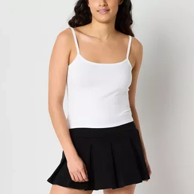 Arizona Womens Juniors Sleeveless Camisole In White