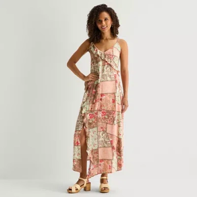 Arizona Womens Juniors Sleeveless Floral Midi Slip Dress In Multi