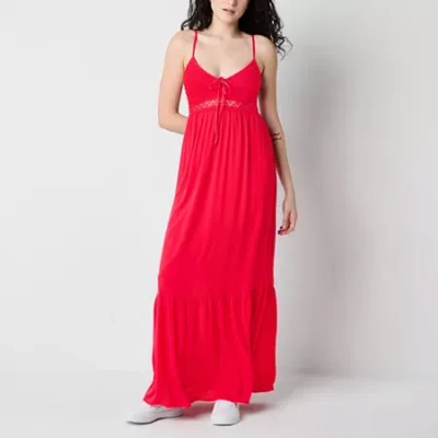 Arizona Womens Juniors Sleeveless Maxi Dress In Red