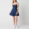 Arizona Womens Juniors Sleeveless Skater Dress In Blue