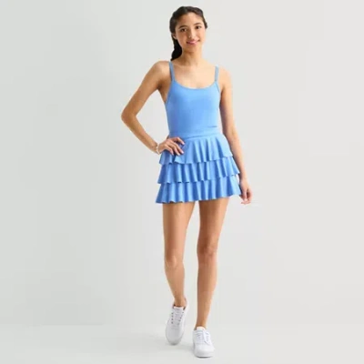 Arizona Womens Juniors Sleeveless Skater Dress In Blue