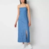 Arizona Womens Juniors Sleeveless Slip Dress In Blue