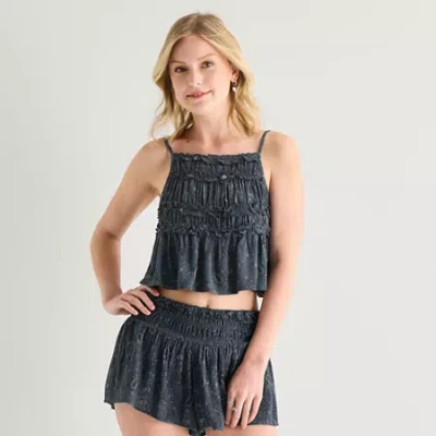 Arizona Womens Juniors Sleeveless Tank Top In Black