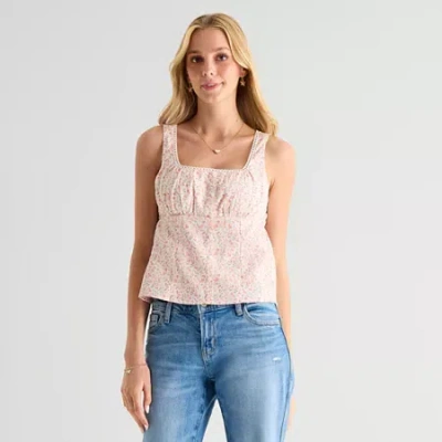 Arizona Womens Juniors Square Neck Sleeveless Tank Top In Pink