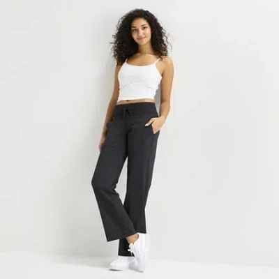 Arizona Womens Juniors Straight Mid Rise Lounge Pant In Black
