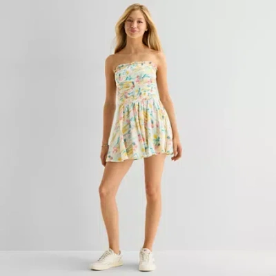 Arizona Womens Juniors Straight Neck Sundress In Yellow