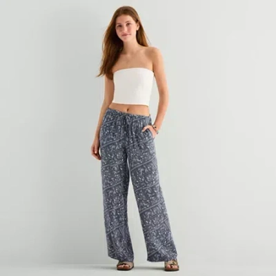 Arizona Womens Juniors Straight Pull-on Pant In Blue