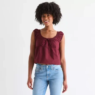 Arizona Womens Juniors U Neck Tank Top In Red