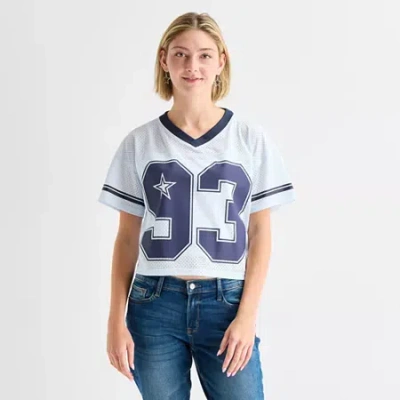 Arizona Womens Juniors V Neck Short Sleeve Jersey In Blue