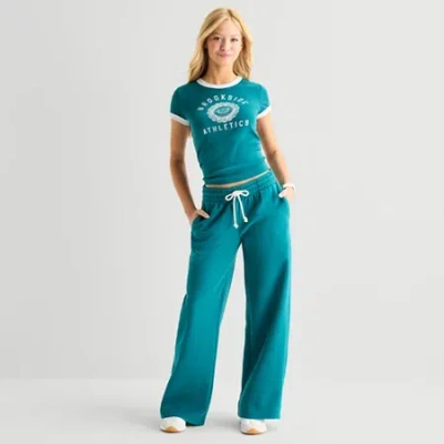Arizona Womens Juniors Wide Leg Fleece Sweatpant In Blue