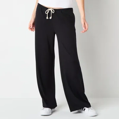 Arizona Womens Juniors Wide Leg Pull-on Pant In Black