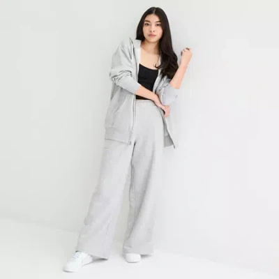 Arizona Womens Juniors Wide Leg Pull-on Pant In Gray