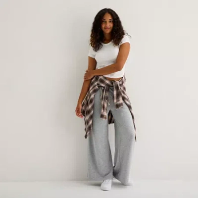 Arizona Womens Juniors Wide Leg Pull-on Pant In Gray