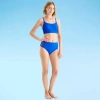 Arizona Womens Lined Juniors High Waist Bikini Swimsuit Bottom In Blue