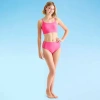 Arizona Womens Lined Juniors High Waist Bikini Swimsuit Bottom In Pink