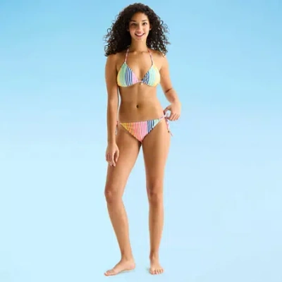 Arizona Womens Lined Side Tie Striped Juniors Bikini Swimsuit Bottom In Multi