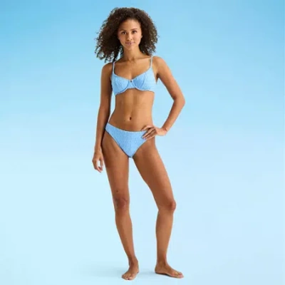Arizona Womens Lined Textured Chevron Juniors Hipster Bikini Swimsuit Bottom In Blue