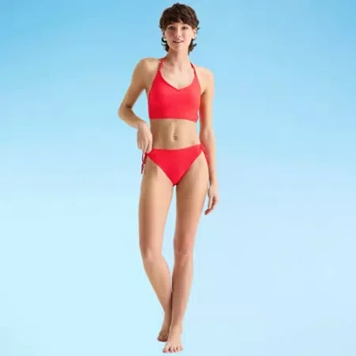 Arizona Womens Lined Textured Juniors Hipster Bikini Swimsuit Bottom In Red