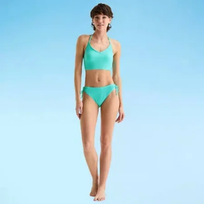 Arizona Womens Lined Textured Juniors Hipster Bikini Swimsuit Bottom In Green