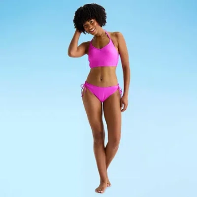 Arizona Womens Lined Textured Juniors Hipster Bikini Swimsuit Bottom In Pink