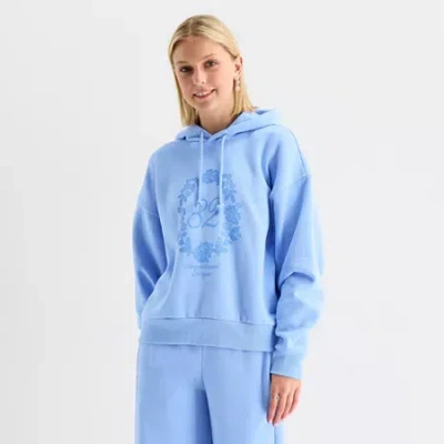 Arizona Womens Long Sleeve Fleece Active Hoodie In Blue
