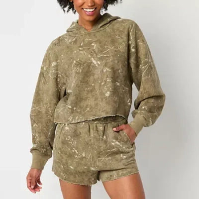 Arizona Womens Long Sleeve Fleece Hoodie In Green