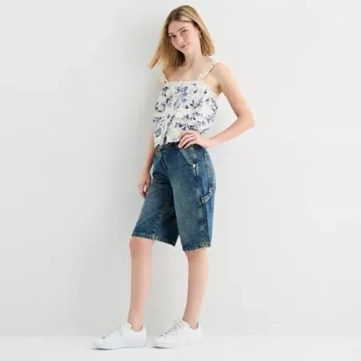 Arizona Womens Low Rise Denim Short In Multi