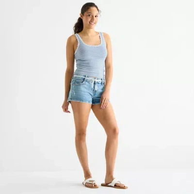 Arizona Womens Low Rise Juniors Denim Short In Blue