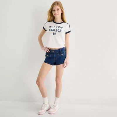 Arizona Womens Low Rise Juniors Plus Denim Short In Blue