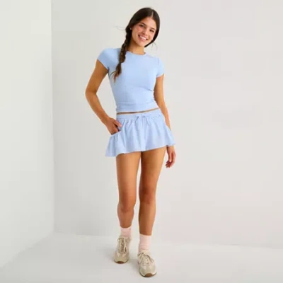 Arizona Womens Mid Rise Juniors Active Pull-on Short In Blue