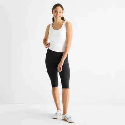 Arizona Womens Mid Rise Juniors Capri Legging In Black