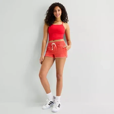 Arizona Womens Mid Rise Juniors Jogger Short In Red