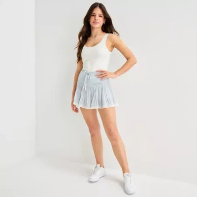 Arizona Womens Mid Rise Juniors Skort In Blue