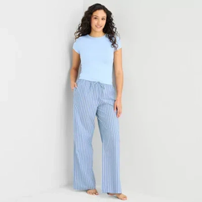 Arizona Womens Poplin Juniors Pajama Pants In Blue