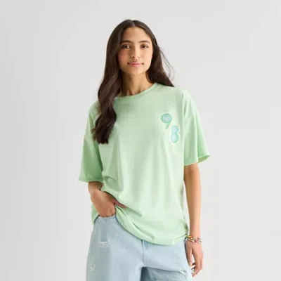 Arizona Womens Round Neck Short Sleeve Oversized Graphic T-shirt In Green
