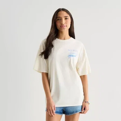 Arizona Womens Round Neck Short Sleeve Oversized Graphic T-shirt In White