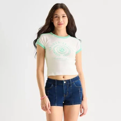 Arizona Womens Round Neck Short Sleeve Regular Fit Graphic T-shirt In Green