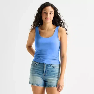 Arizona Womens Scoop Neck Sleeveless Tank Top In Pink