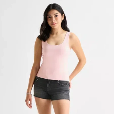 Arizona Womens Scoop Neck Sleeveless Tank Top In Pink